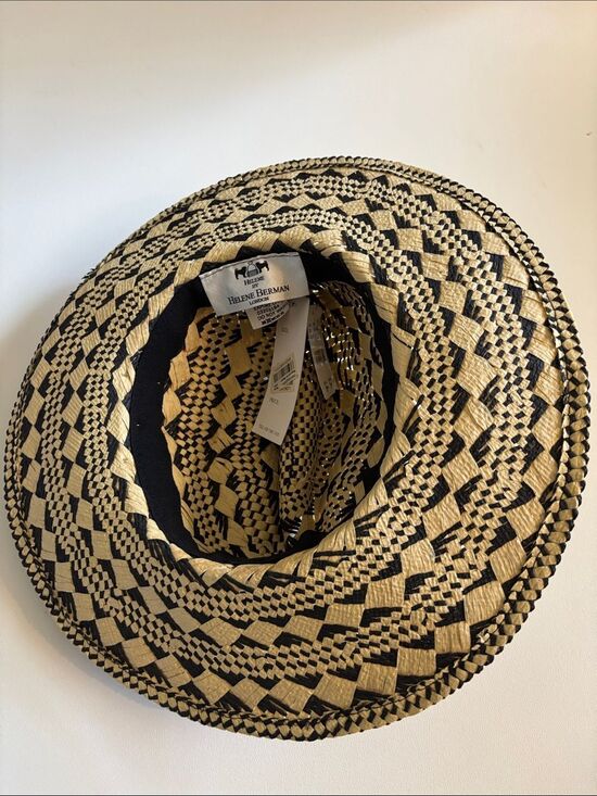 Vintage Helene Berman Resort Pom Pom Straw Hat ~ New With Tags ~ Made in Italy main image 4